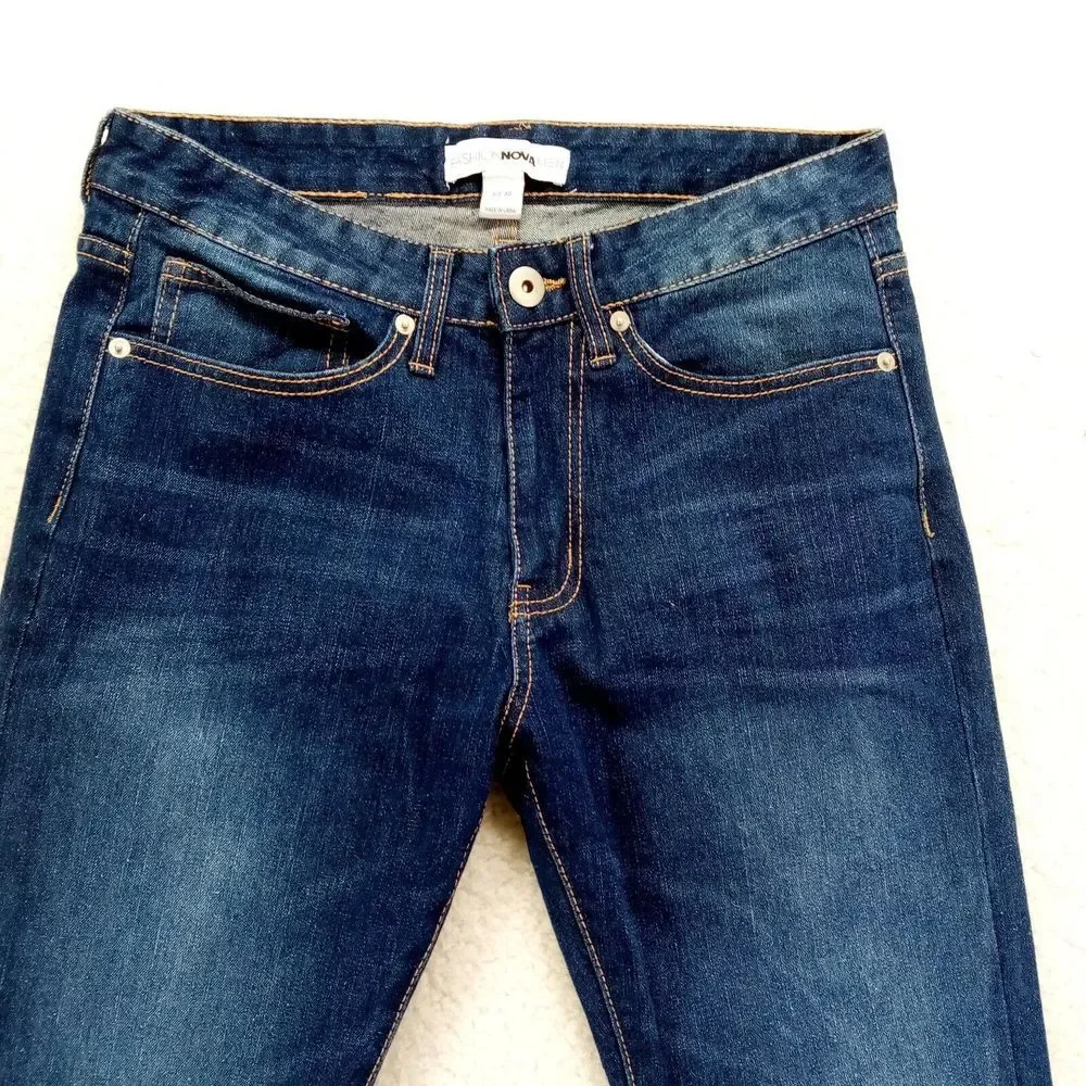 Fashion Nova Men‎ Jeans 30x32 Zip Ankles Straight Dark Demin Cotton Blend